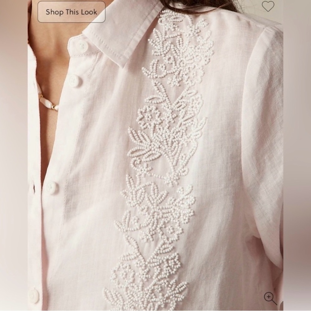 J.Crew Collection beaded button-up shirt in ramie - Picture 3 of 15